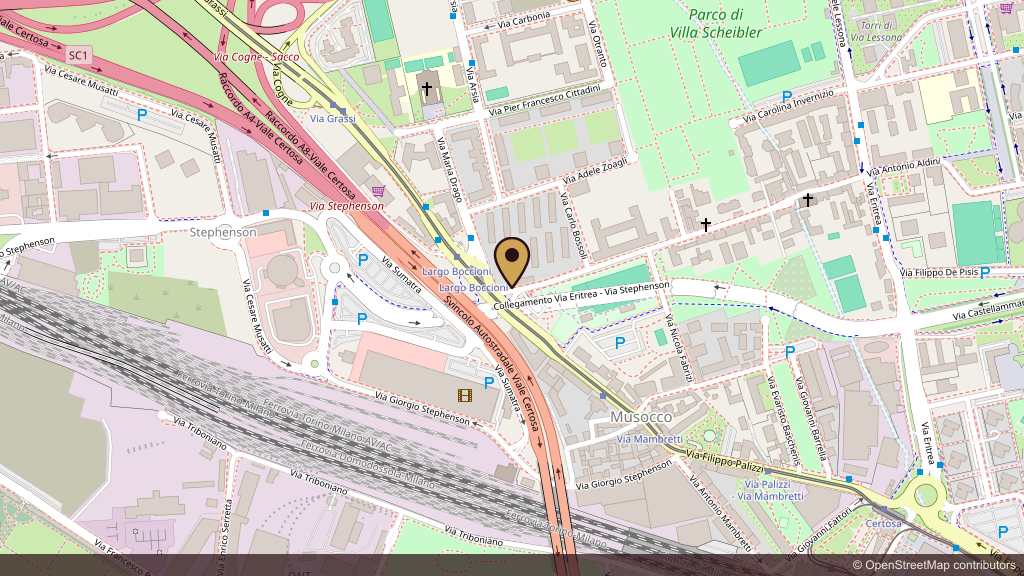 Mappa della posizione del forno in Via Antonio Aldini 108, zona Certosa, Milano